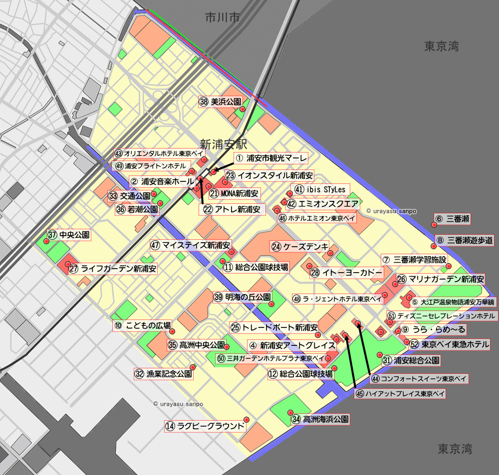 浦安ガイドマップ　新浦安駅周辺