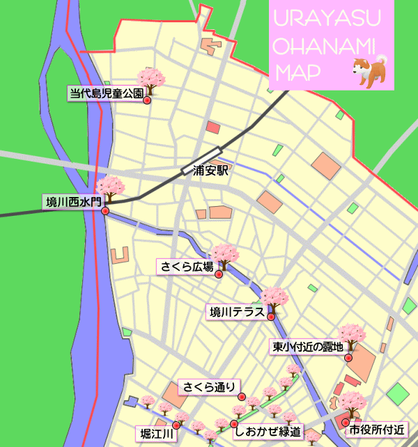 浦安駅からさくらマップ