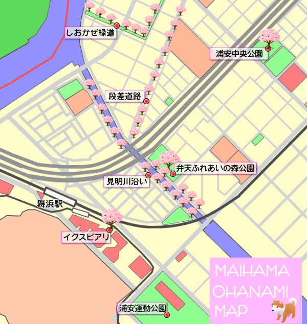 ディズニーリゾートや舞浜駅周辺の桜スポットマップ