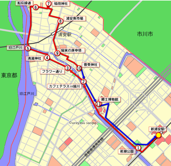 浦安駅からハイキング地図